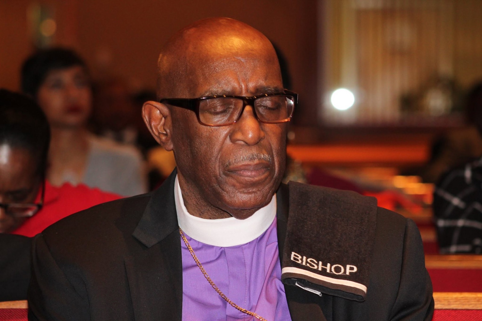 Bishop Leo Smith in prayerful reflection